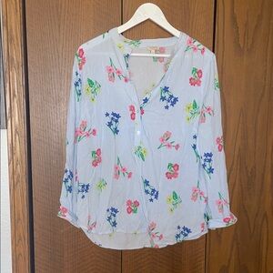 Floral Print Women's Top - Blue